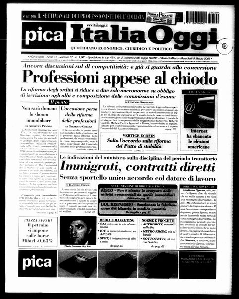 Italia oggi : quotidiano di economia finanza e politica